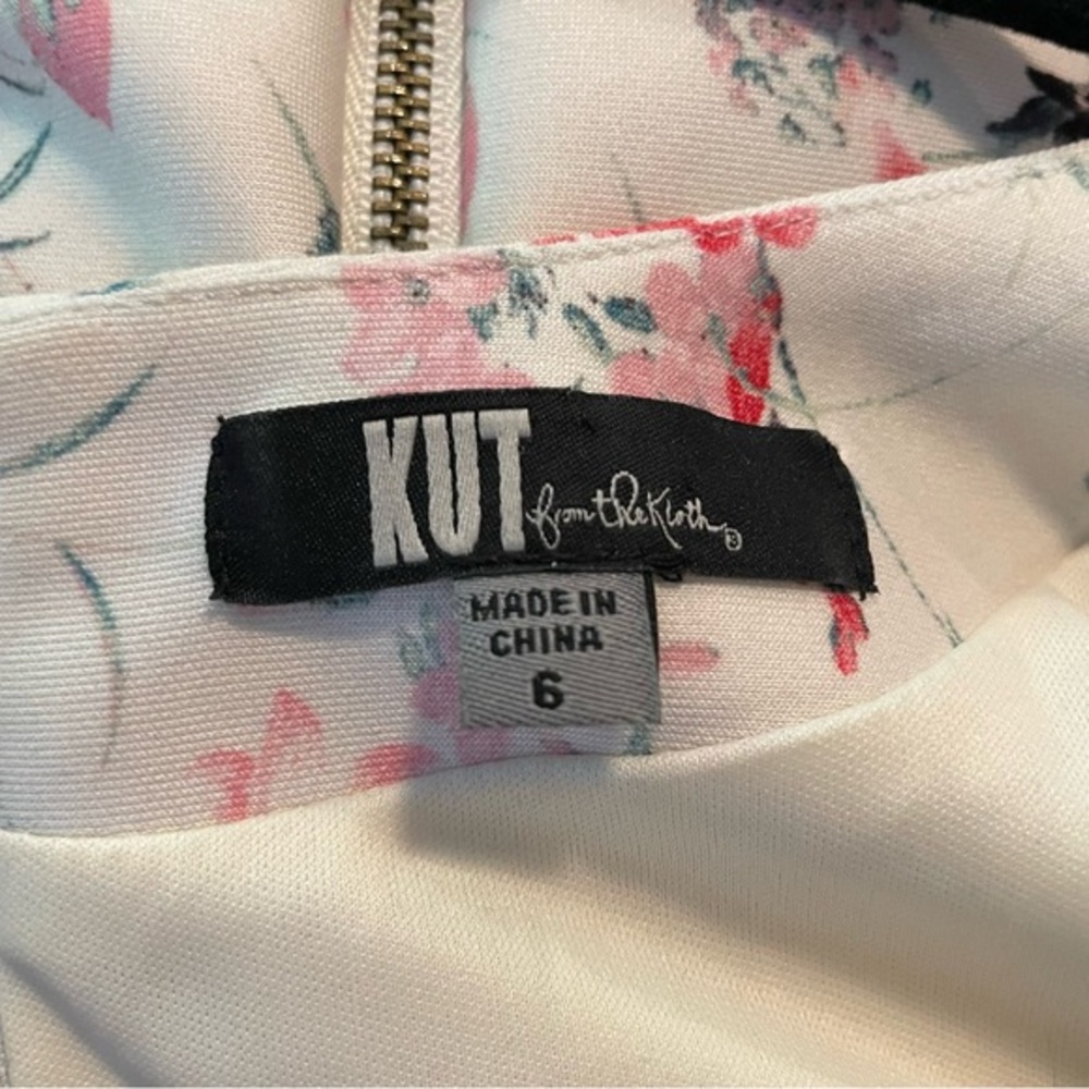 Kut From The Kloth Lana Fit & Flare Dress Size‎ 6 Womans Ivory Floral Sleeveless - Picture 4 of 7